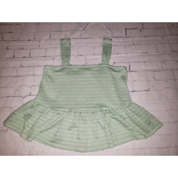 Nwt A.N.A Green Ruffle Stripe Tank Top - Picture 2 of 5